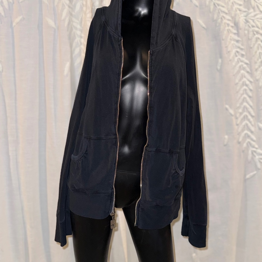 ✨ Pink Lotus x Nordstrom XL Zip Hoodie – Boho Embellished Black ✨